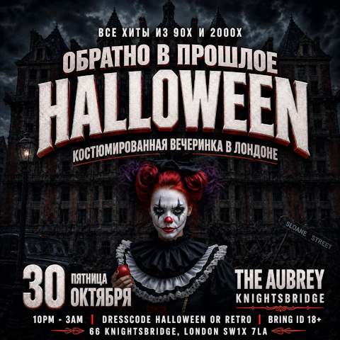 ОБРАТНО В ПРОШЛОЕ 90x & 2000x - RETRO HALLOWEEN Вечеринка в Лондоне - The Aubrey