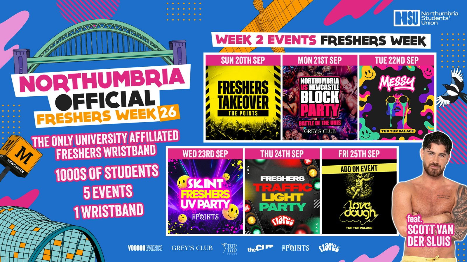 THE OFFICIAL NORTHUMBRIA UNIVERSITY FRESHERS WRISTBAND – ⚡️WEEK 2 EVENTS ⚡️