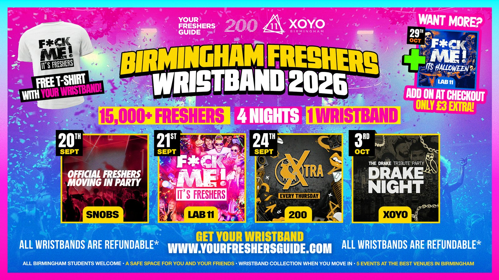 Birmingham Freshers Week 2026 – Official Your Freshers Guide – Includes Snobs, LAB11, XOYO & More!