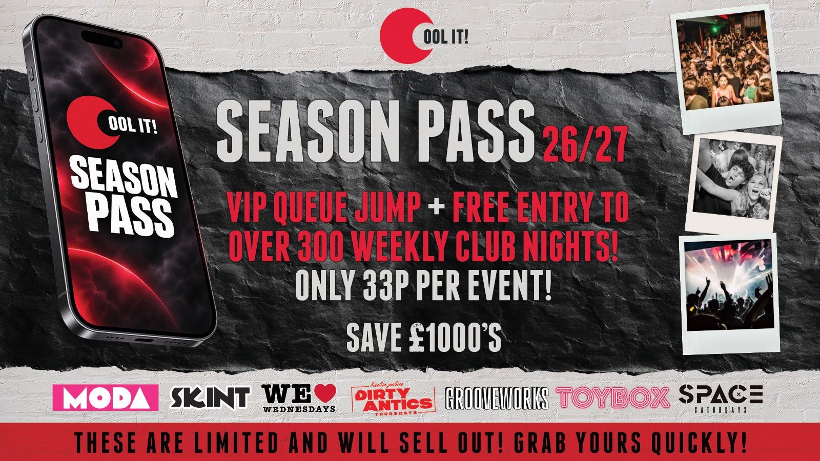 COOL IT LIVERPOOL PLATINUM SEASON PASS 🌟🎟️ – FREE ENTRY & QUEUE JUMP TO EVERY WEEKLY EVENT FOR THE WHOLE OF THE STUDENT YEAR! SAVE £1000’s! VERY LIMITED!