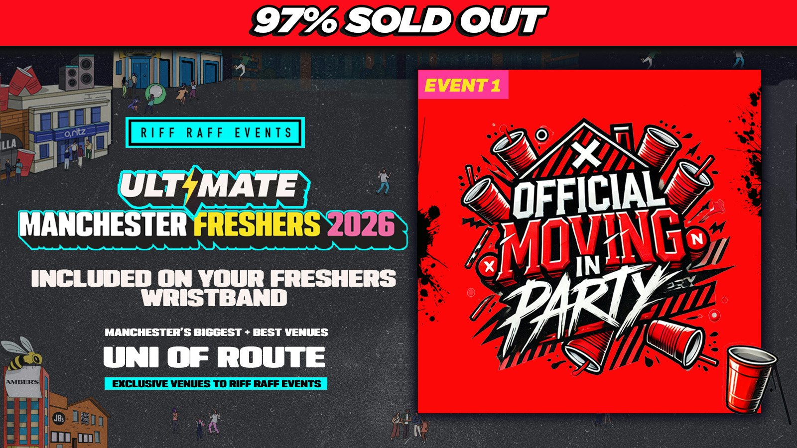 RIFF RAFF FRESHERS ULTIMATE EVENT 1 : ❌ SOLD OUT ❌ OFFICIAL MOVING IN PARTY 🏠 @ ALBERT HALL – UNI OF STUDENTS ⚠️ SELLS OUT EVERY YEAR ⚠️