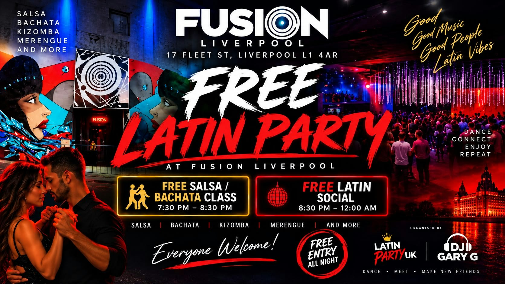 Free Latin Party – Salsa and Bachata Social Liverpool –  Every Thursday at Fusion