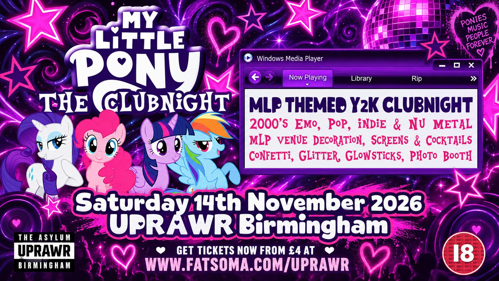 My Little Pony: The Clubnight 🦄 Y2K Rock, Emo and Indie MLP themed clubnight 🌈 💖
