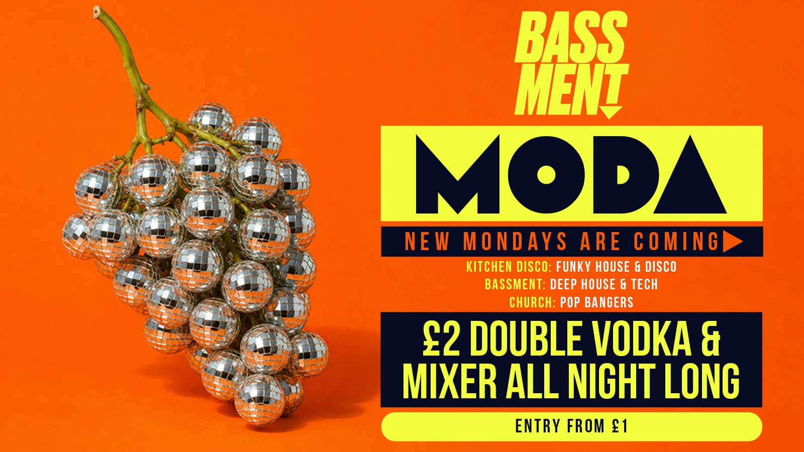 MODA 🔊🪩 ‼️£2 DOUBLE VODKA & MIXER ALL NIGHT LONG ‼️ BRAND NEW MONDAYS @ BASSMENT ⤵️🪅 – LIVERPOOL’S UNDERGOUND NIGHTCLUB