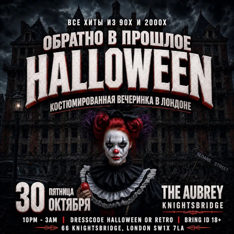 ОБРАТНО В ПРОШЛОЕ 90x & 2000x - RETRO HALLOWEEN Вечеринка в Лондоне - The Aubrey