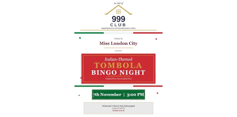 Italian Tombola Bingo Night — Fundraiser for the 999 Club