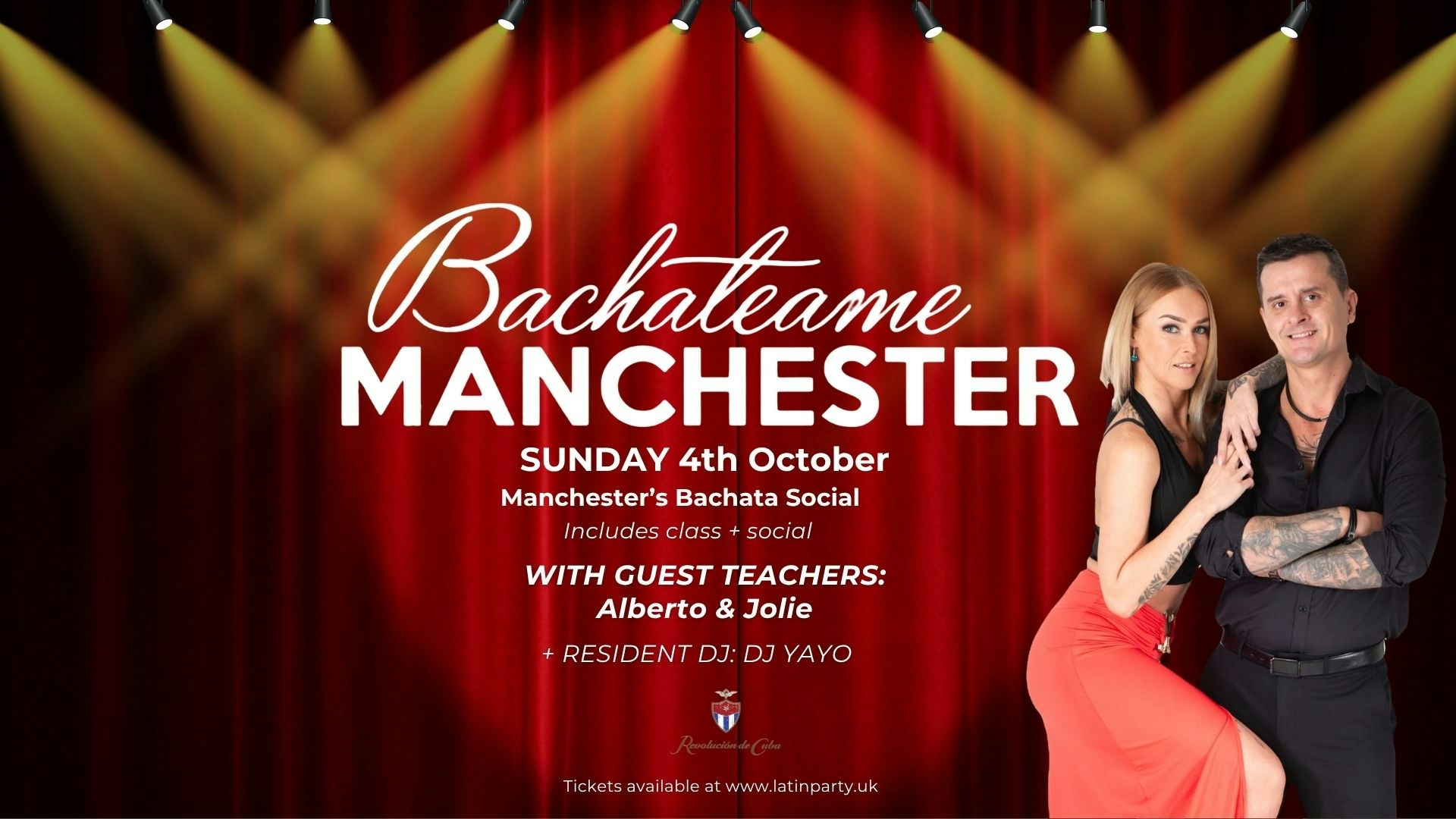 Bachateame Manchester with Alberto & Jolie  – Sunday 4th October | Revolution de Cuba