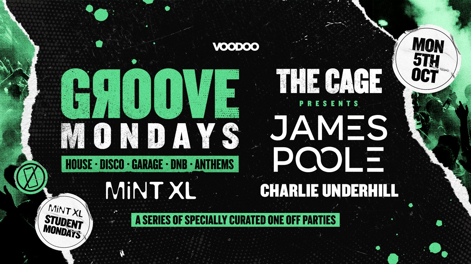 GROOVE MONDAYS – Monday 5th October The Cage Feat James Poole @ MiNT XL