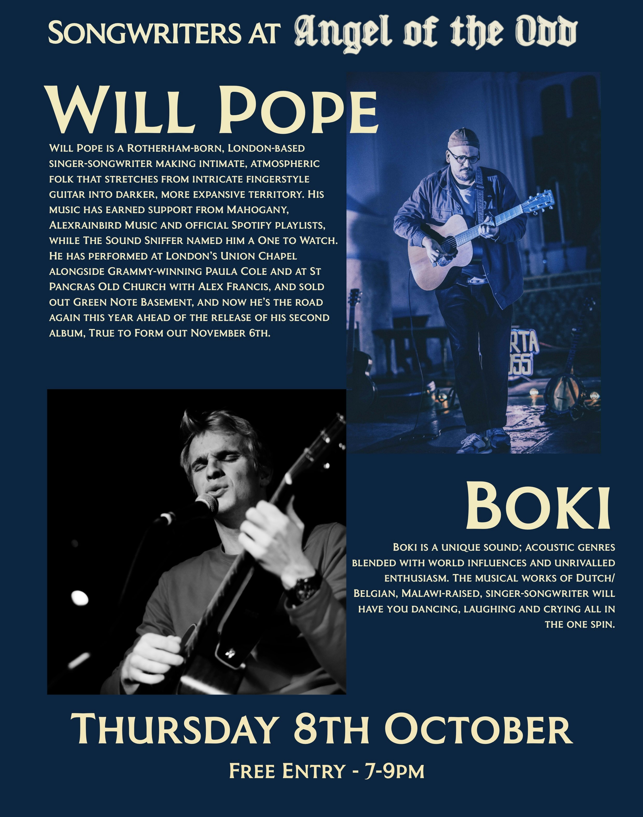 Songwriters at Angel of the Odd w/ Will Pope & Boki