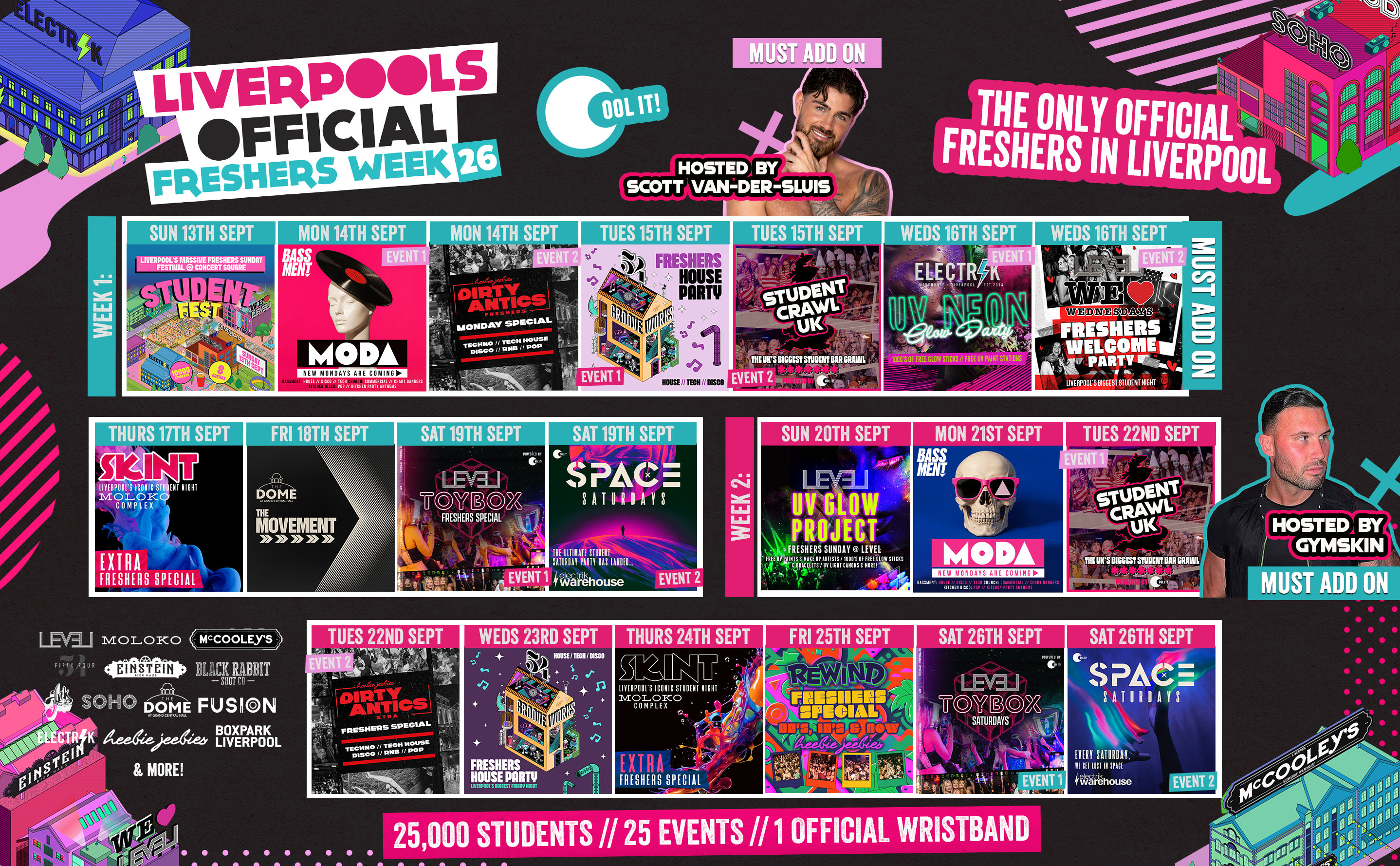 Liverpool’s OFFICIAL All Access Freshers Wristband 2026 🎟️ YOUR OFFICIAL WEEK 1 & WEEK 2 WRISTBAND 🎉🪩 INCLUDES LIVERPOOL’S BEST CLUBS / HUGE FRESHERS SPECIALS / BIGGEST WEEKLY STUDENT BRANDS & MUCH MORE! ⚡️