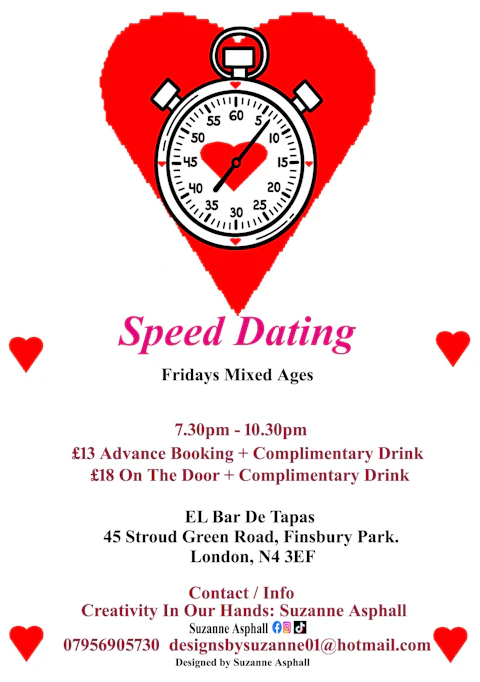 Speed Dating. Mixed Ages Fridays. El Bar De Tapas. Finsbury Park
