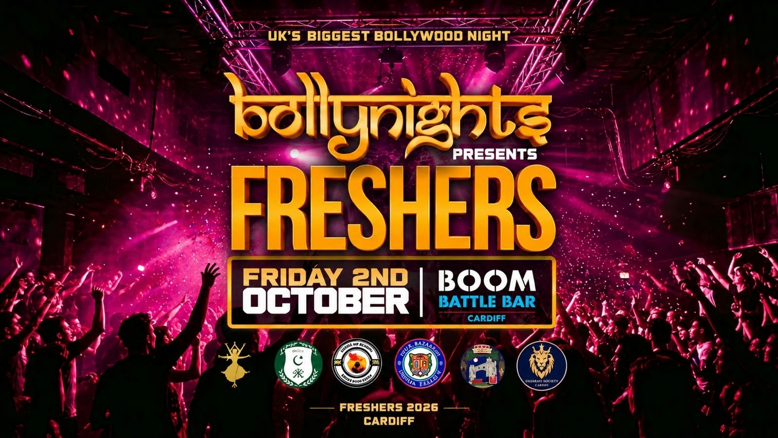 Cardiff Bollynights – Freshers Takeover | Friday 2nd October | Boom Battle Bar