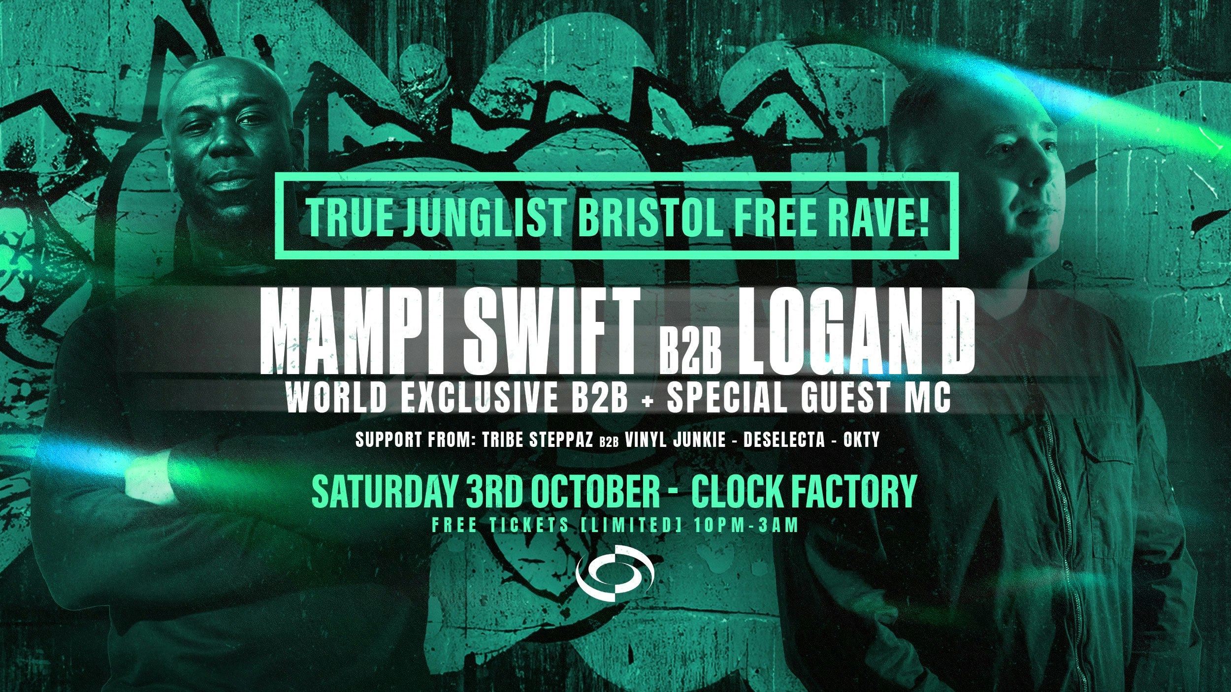 True Junglist FREE RAVE – Mampi Swift B2B Logan D [First-Ever B2B] + Special Guest MC