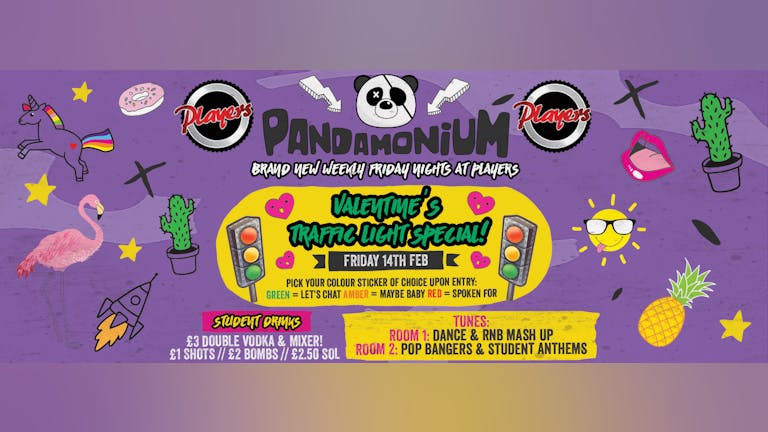 Pandamonium Fridays - Valentine's Traffic Light Party