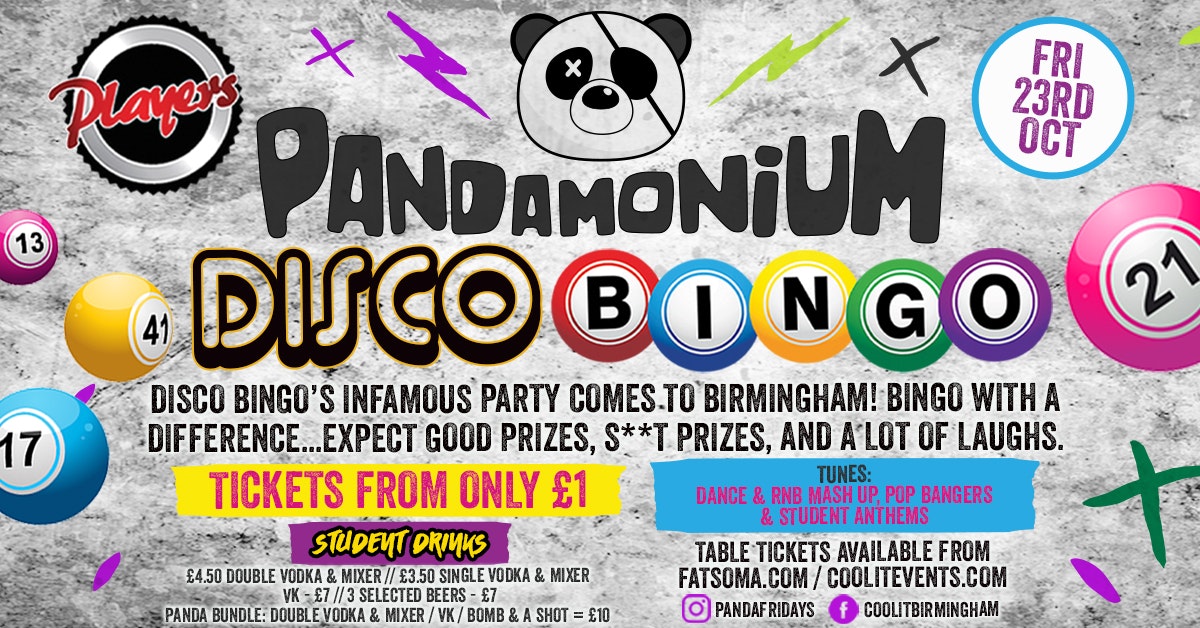 Pandamonium Fridays presents DISCO BINGO