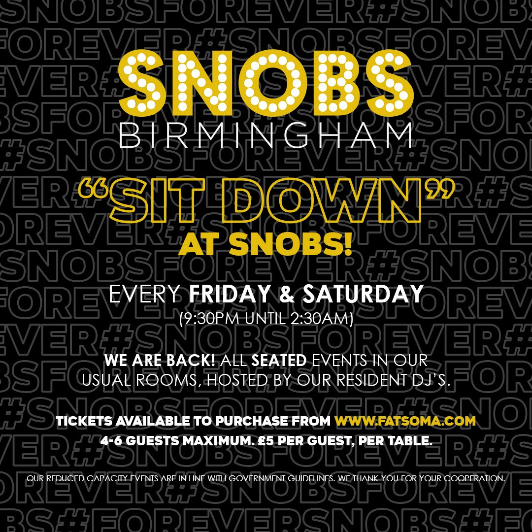 Saturday SIT DOWN@ Snobs 7th November