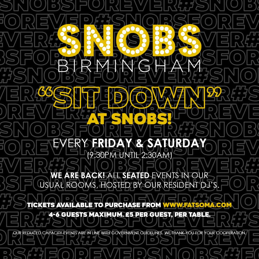 Xmas Monday SIT DOWN@ Snobs 21st December