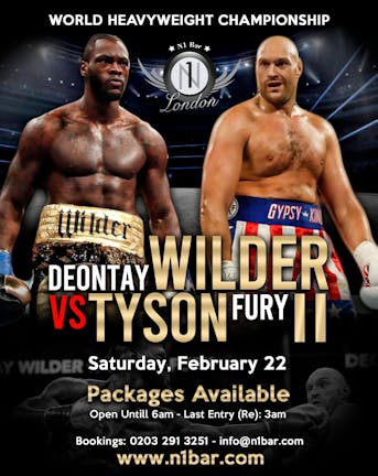 Wilder Vs Fury 2 (Fight Screening & Party)