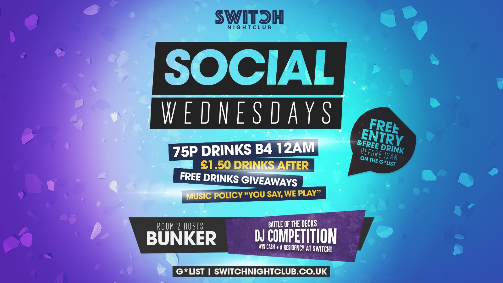 Social Wednesday’s 75p Drinks