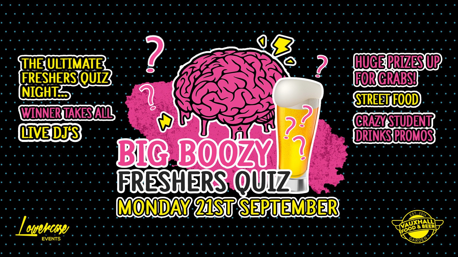 The Socially Distanced Big Boozy Freshers Quiz @ Vauxhall Food & Beer Garden // ONLY 200 TICKETS AVAILABLE!!