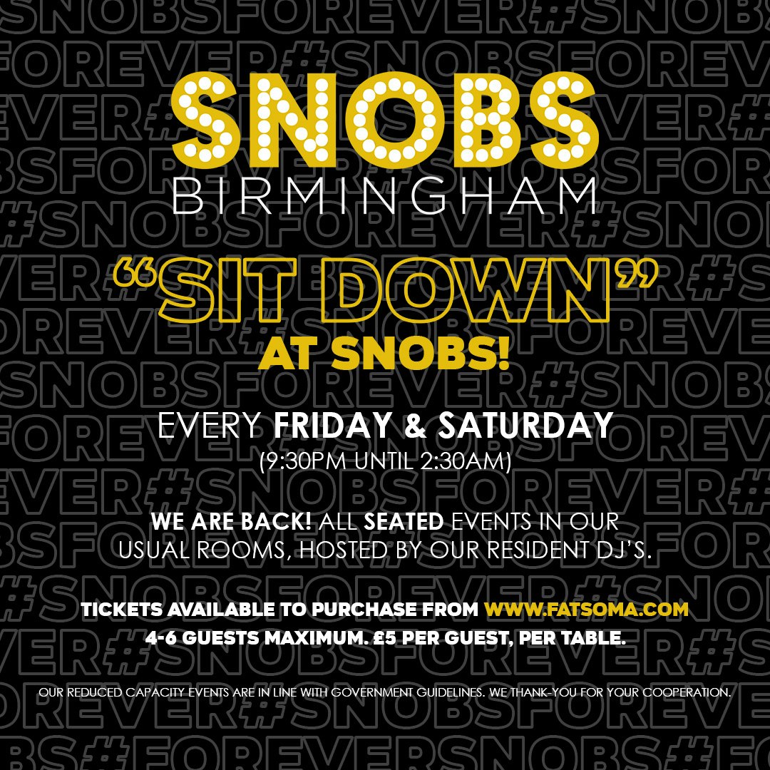 Saturday SIT DOWN@ Snobs 26th September