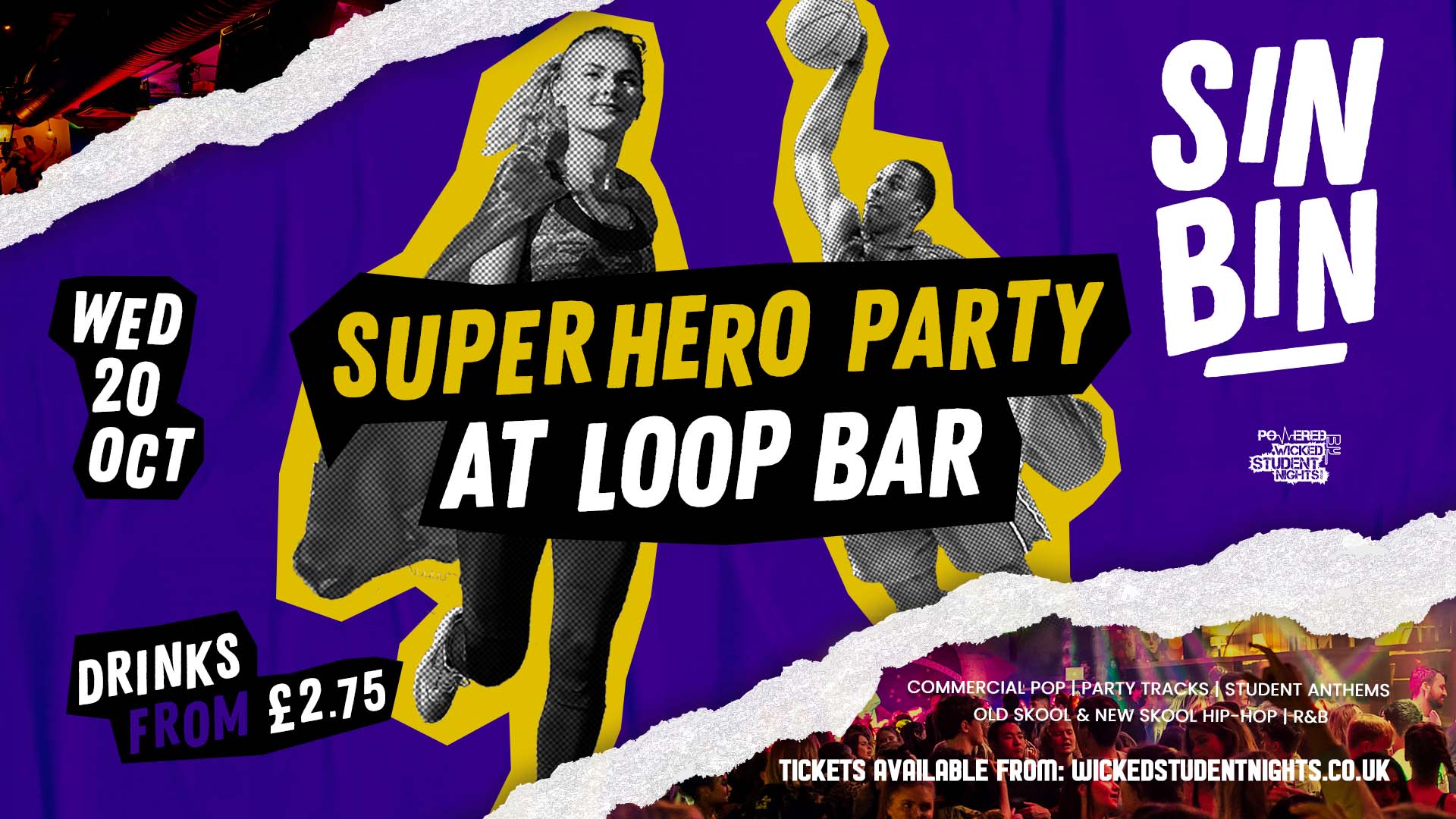 SIN BIN Sports Night at Loop Bar - SUPERHERO PARTY at The Loop Bar