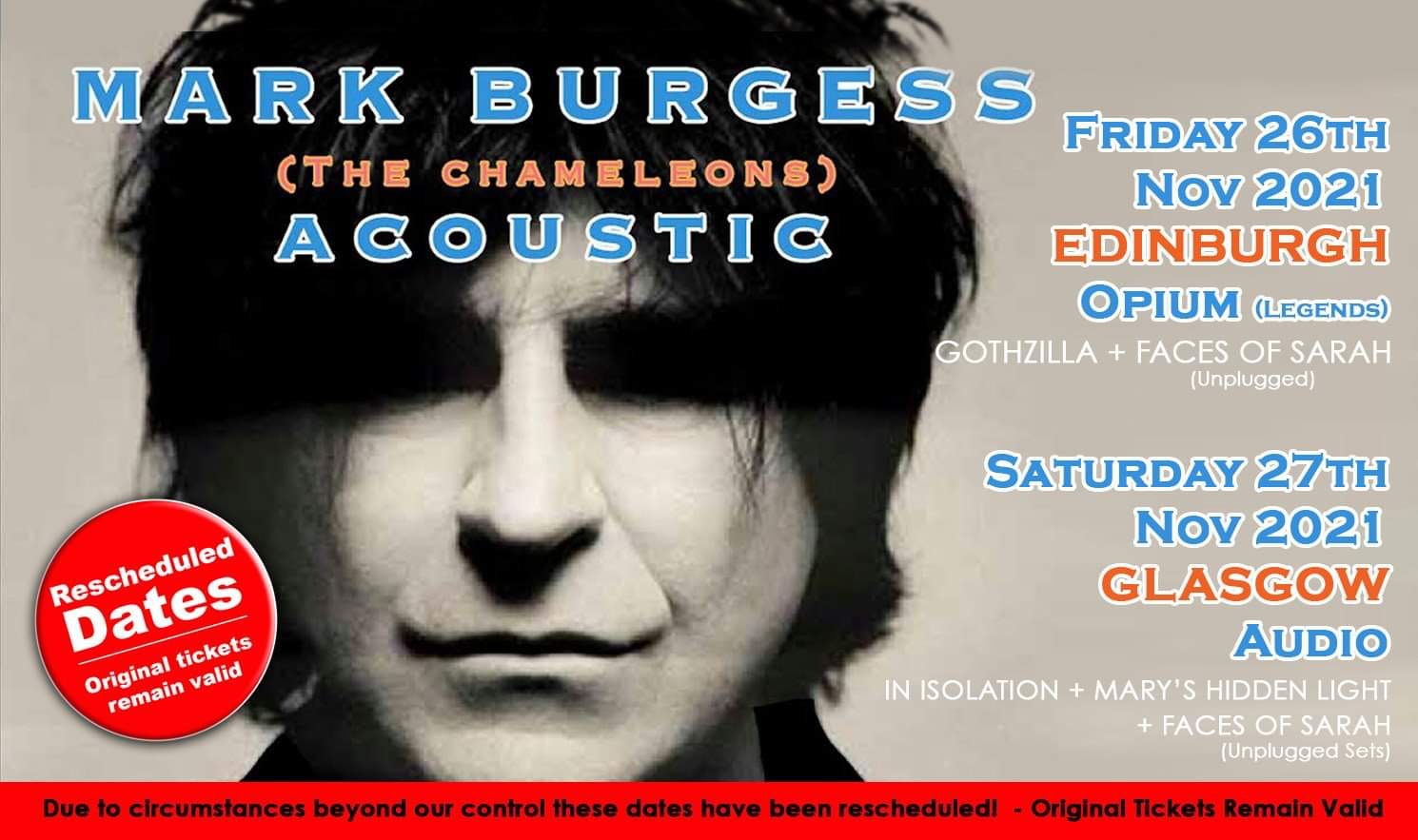 MARK BURGESS (The Chameleons) Acoustic Set  + In Isolation + Mary’s Hidden Light