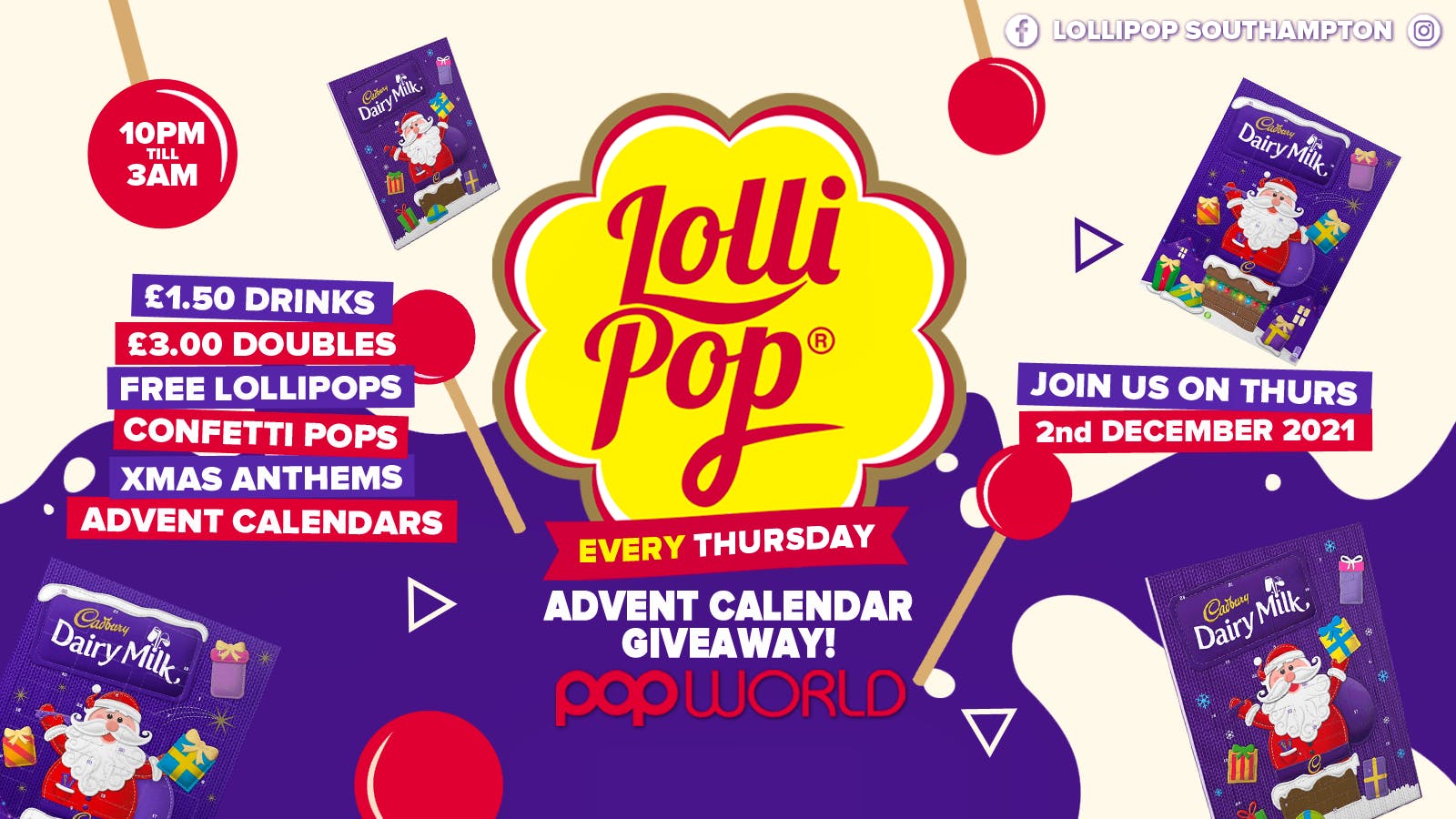 Lollipop Thursdays • Advent Calendar Giveaway • £1.50 Drinks • Popworld