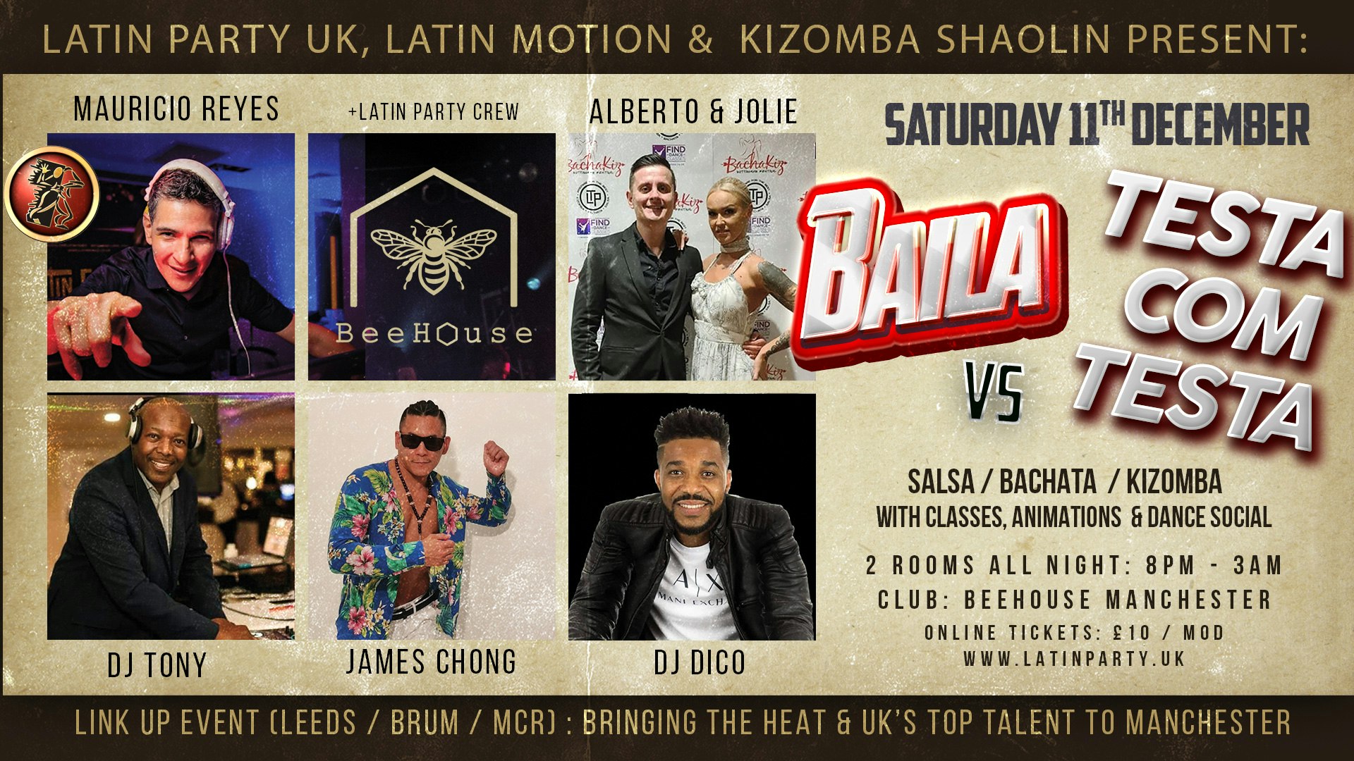 Baila vs Testa Com Testa Manchester: Salsa / Bachata / Kizomba | Saturday 11th December