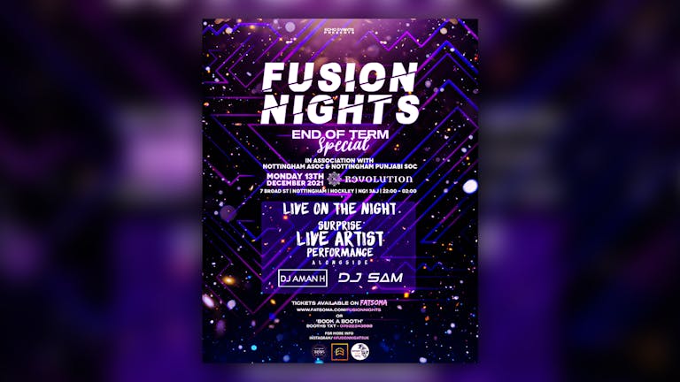 Fusion Nights, Nottingham - End of Term Special Surprise Artist! 