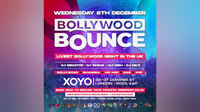 TODAY BOLLYWOOD BOUNCE (ONLY LIMITED TICKETS NOW)