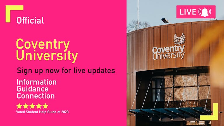Coventry University Freshers Week 2021 - Free Pre-Sale Registration