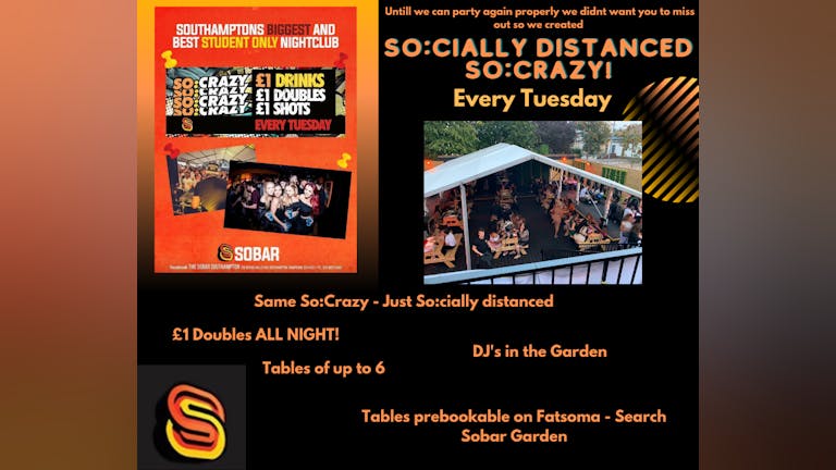 So:Crazy Tuesdays - £1 Doubles - 6pm till Late.