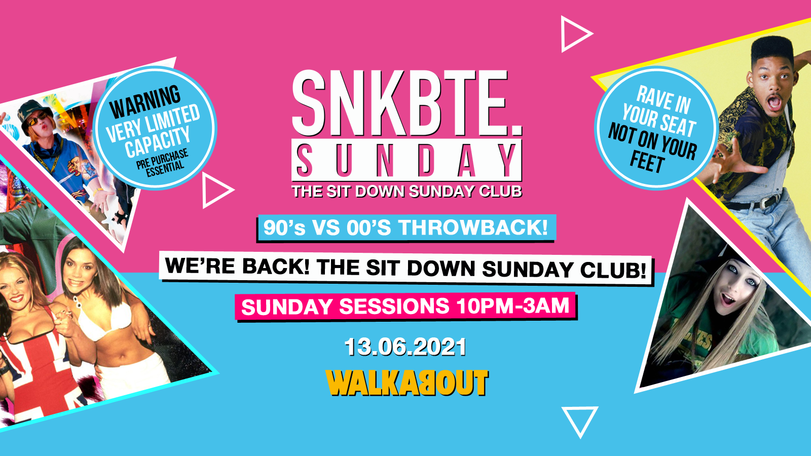 Snakebite Sundays @Walkabout // 90’s vs 00’s Throwback // The Sit Down Sunday Club!