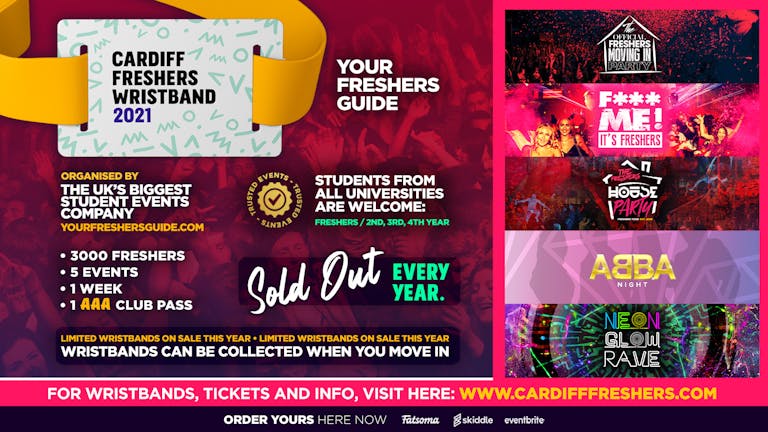 Cardiff Freshers Wristband 2021 - The Official Freshers Pass | Includes the biggest events in Cardiff