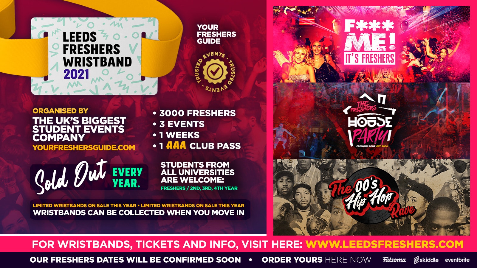 Leeds Freshers Wristband 2021 – The Official Freshers Pass | Includes the biggest events in Leeds