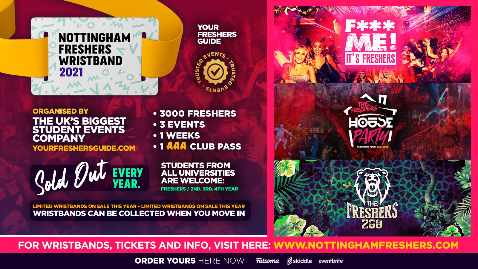 Nottingham Freshers Wristband 2021 – The Official Freshers Pass | Includes the biggest events in Nottingham