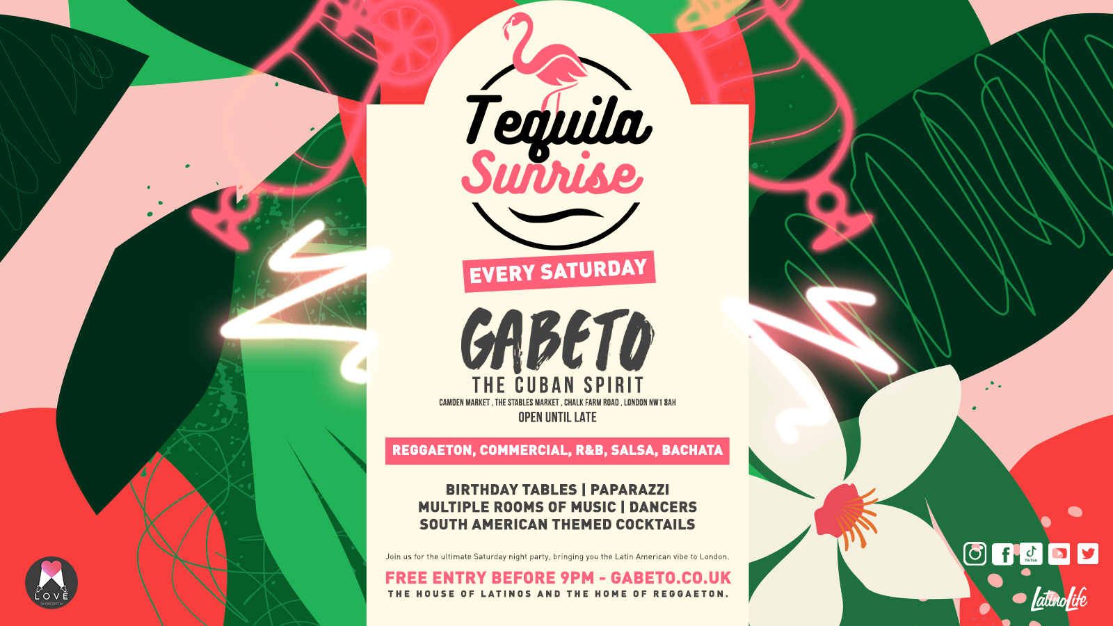 Tequila Sunrise Every Saturday Gabeto Camden The House Of Latinos The Home Of Reggaeton At Gabeto London On 11th Jun 2022 Fatsoma