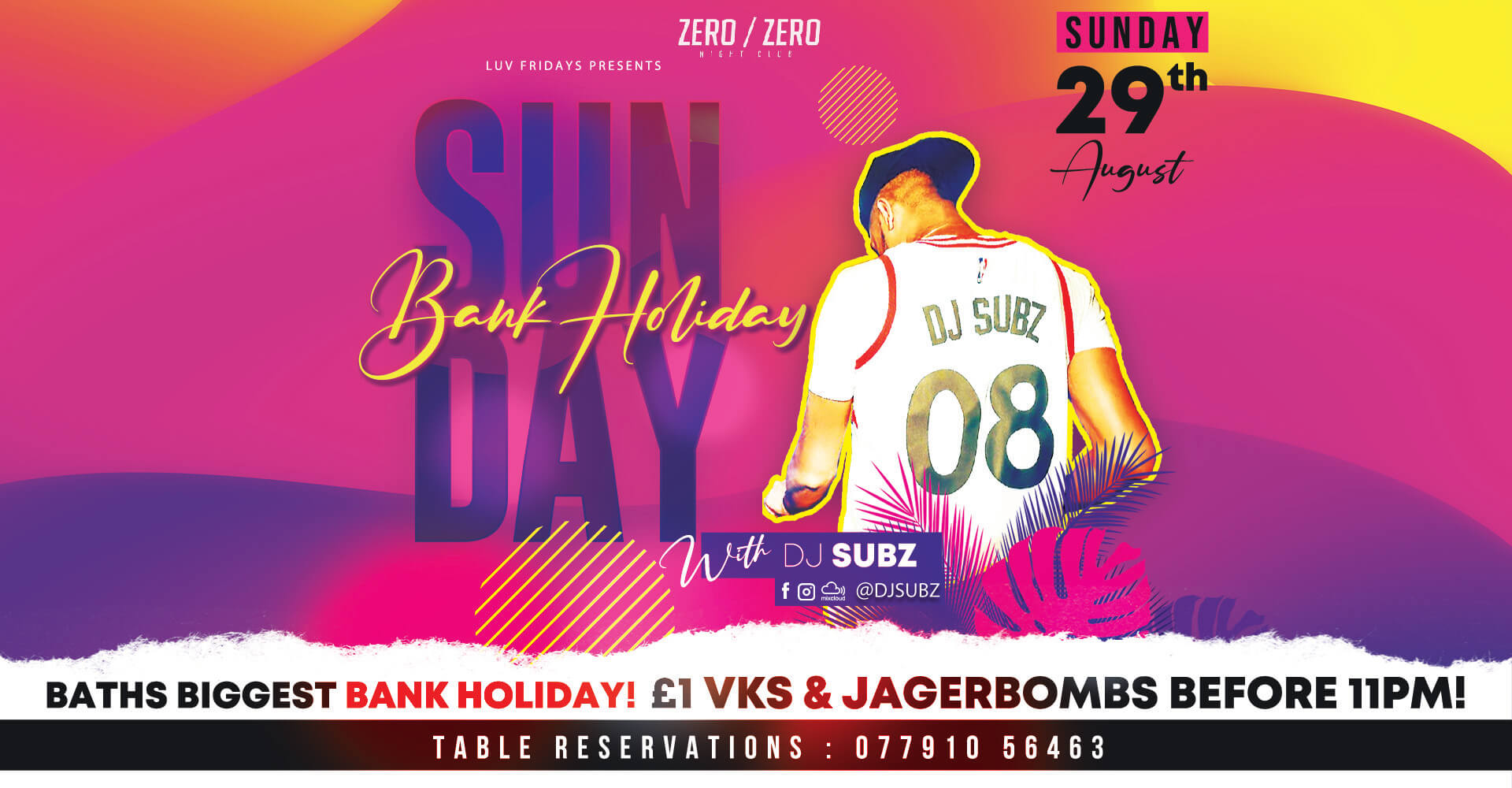 Quids In Bank Holiday With Dj Subz At Zero Zero Bath On 29th Aug 21 Fatsoma
