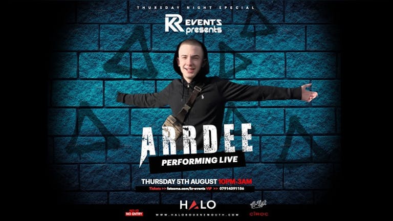 TONIGHT /// ARRDEE LIVE • Thursday 5th August 2021  • www.bournemouthfreshers.com