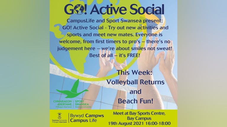 GO! Active Social - Volleyball and Beach Chill (or maybe not the beach due to Welsh Weather!)