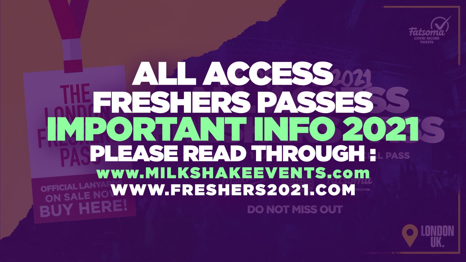 The Official All Access London Freshers Pass/Lanyard Postage & Verification