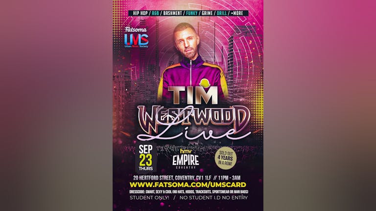 TIM WESTWOOD LIVE [50 TICKETS LEFT] (COVENTRY)