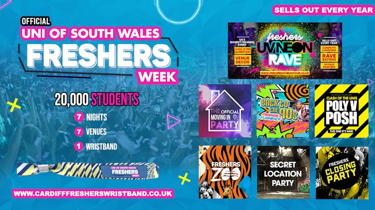 OFFICIAL University of South Wales Freshers Week Wristband 2021 - Cardiff Freshers 2021