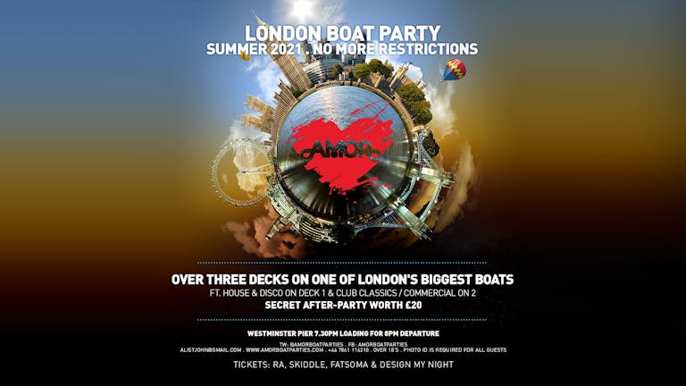 FLASH SALE £15 HALF PRICE  (Boat party plus free after-party worth £20 this Saturday)  