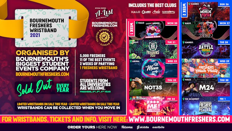The Bournemouth Freshers Wristband //// Bournemouth Freshers 2021 - ON SALE NOW