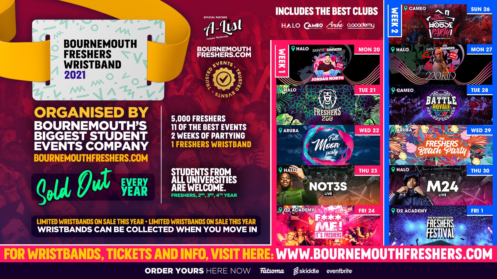 Bournemouth Freshers 2021  – www.bournemouthfreshers.com | Sign Up 2021