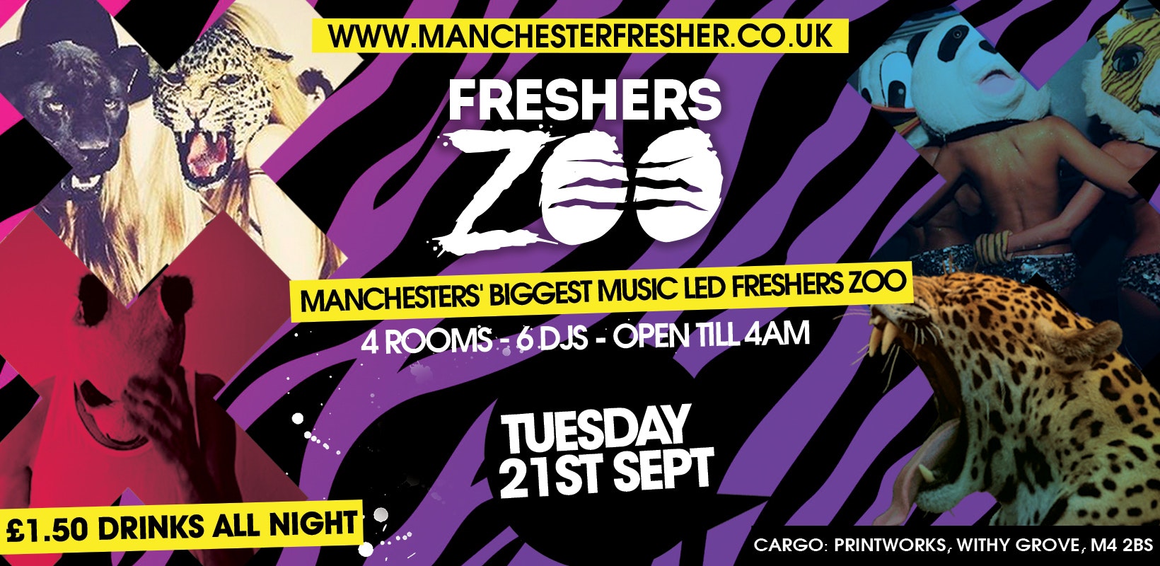 MANCHESTER FRESHERS ZOO – LAST 50 TICKETS! Manchester Freshers Wildest Event 10 Years Running !!