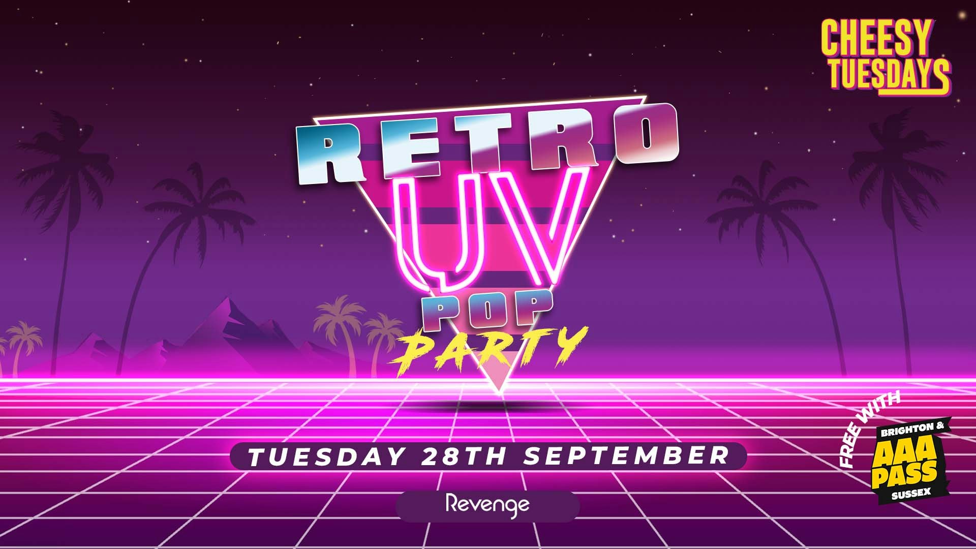 Cheesy Tuesdays Retro UV Pop Party