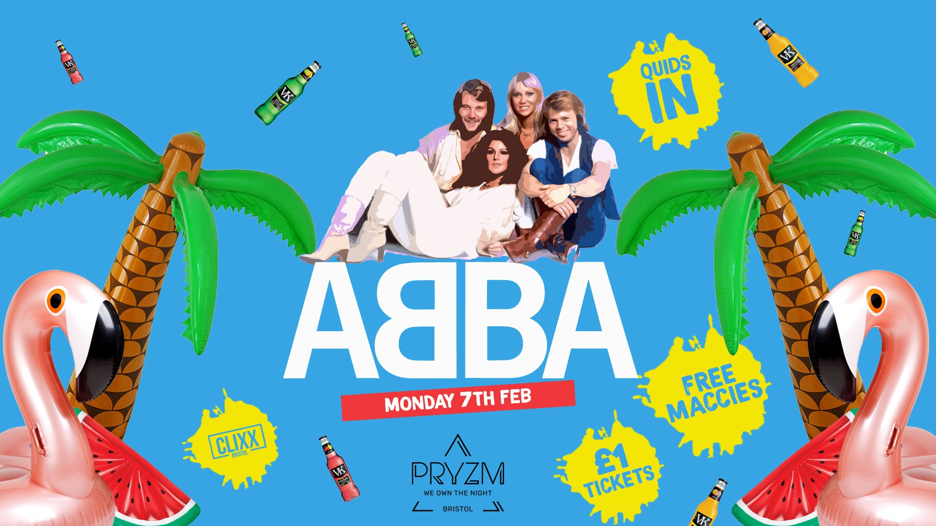 QUIDS IN / ABBA TAKEOVER  –  £1 Tickets running low!